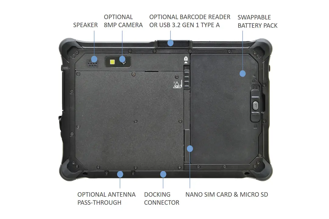 R8 ipari tablet hátulnézeti képe R8 ipari tablet hátulnézeti képe