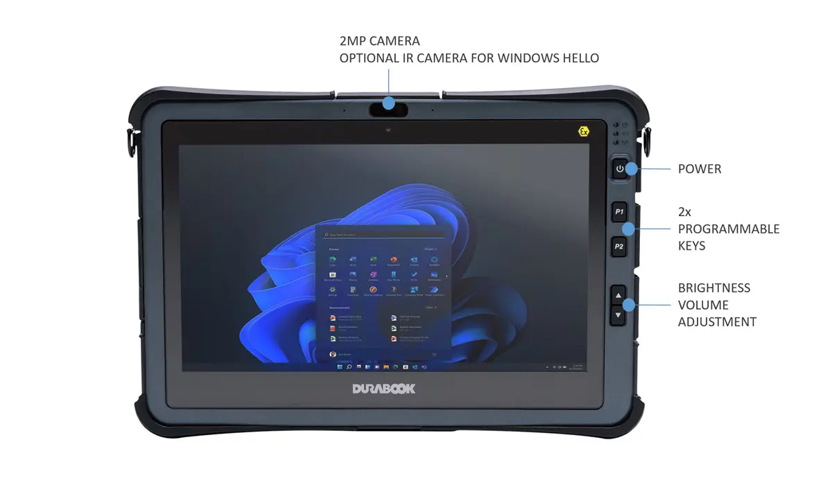 U11I-EX ATEX ipari tablet elölnézeti képe U11I-EX ATEX ipari tablet elölnézeti képe